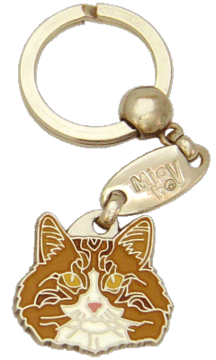 Norwegian Forest cat white & red <br> (keyring, engraving included)